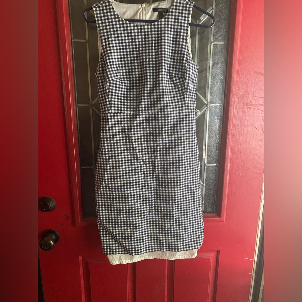 Fired navy blue and white dress